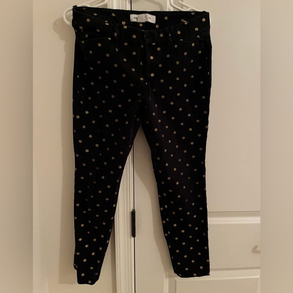 Old Navy Black Polka Dot Cropped Pixie Pants